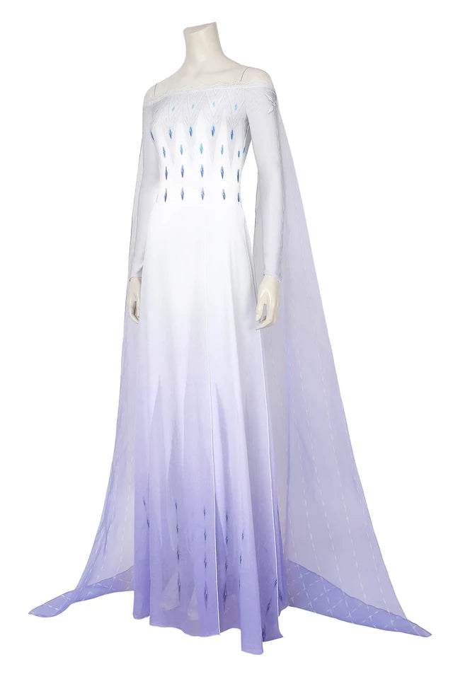 Fantasia Elsa Frozen 2 Vestido Branco E Azul Profissional H2l Cosplay 6569