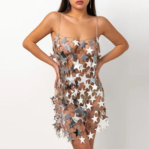 VESTIDO ESTRELAS METALIZADO TRANSPARENTE