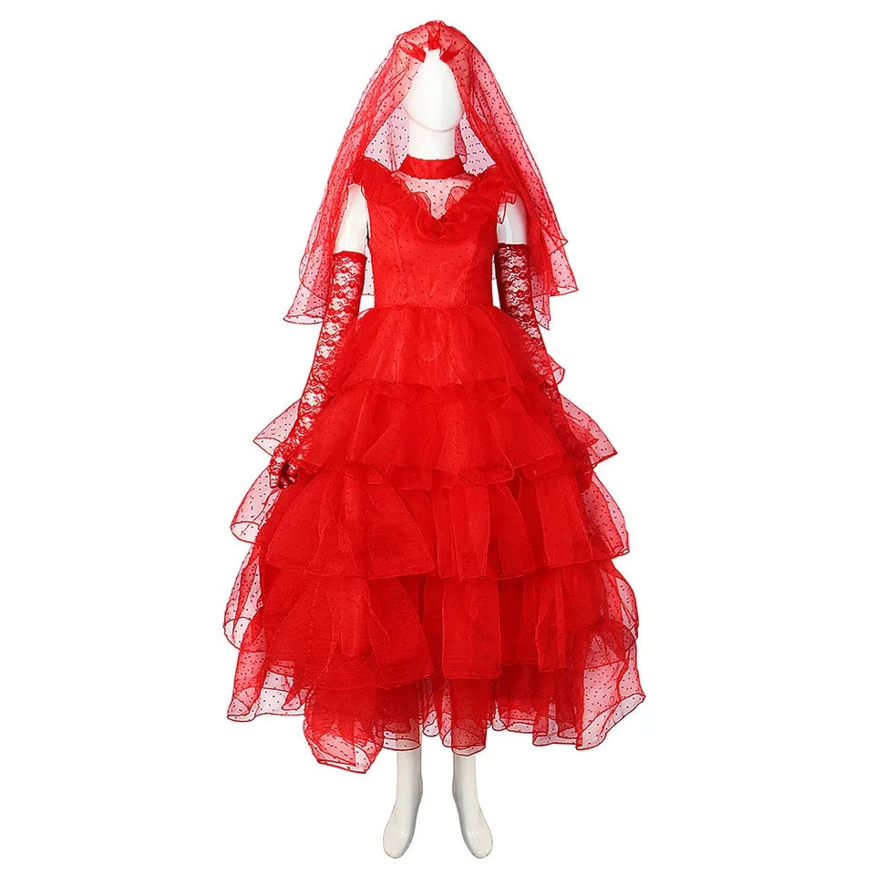 FANTASIA LYDIA DEETZ - BEETLEJUICE VESTIDO VERMELHO