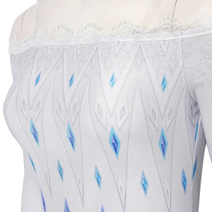 FANTASIA ELSA FROZEN 2 VESTIDO BRANCO E AZUL PROFISSIONAL