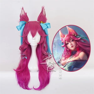 PERUCA LOL AHRI SPIRIT BLOSSOM ROSA ORELHAS