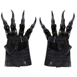 LUVAS DE COURO PRETO GÓTICO GARRAS DRAGÃO COSPLAY