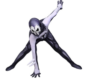 FANTASIA HOMEM ARANHA 2099 PRETO E BRANCO ATRAVÉS DO ARANHAVERSO COSPLAY