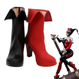 BOTAS HARLEY QUINN ARLEQUINA - PRETO E VERMELHO