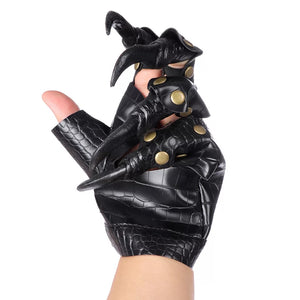 LUVAS DE COURO PRETO GÓTICO GARRAS DRAGÃO COSPLAY