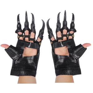 LUVAS DE COURO PRETO GÓTICO GARRAS DRAGÃO COSPLAY