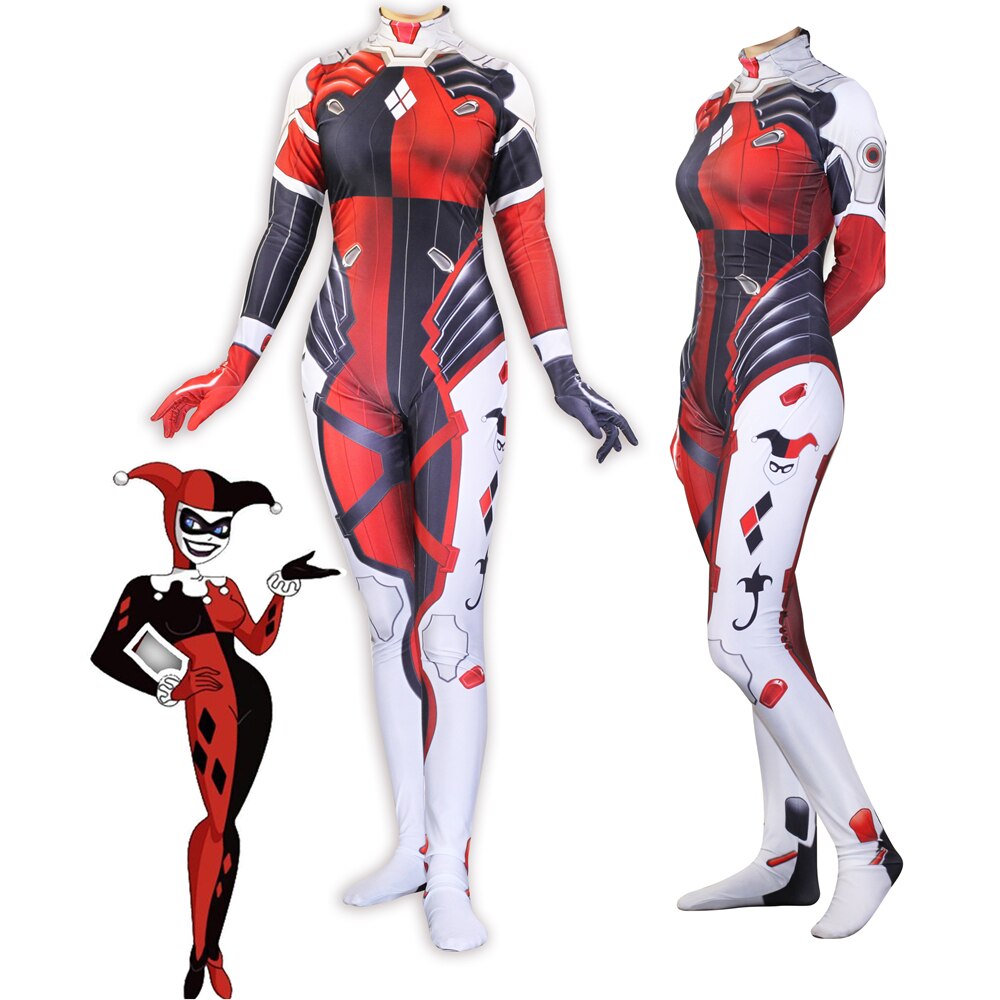 FANTASIA HARLEY QUINN ARLEQUINA MACACÃO 3D ROBÔ